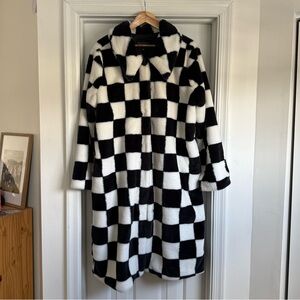 Eloquii Black and White Checkered Long Jacket